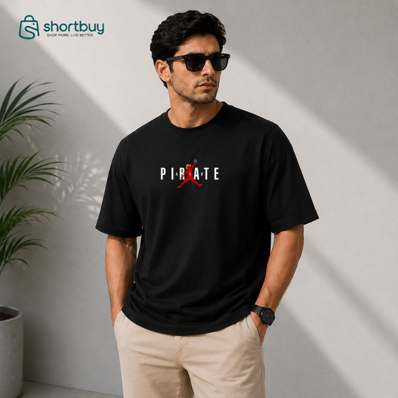 One Piece Pirate Graphic Drop Shoulder T-Shirt for Men