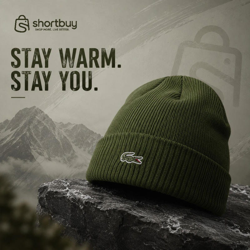Lacoste Premium Ribbed Knit Beanie Cap