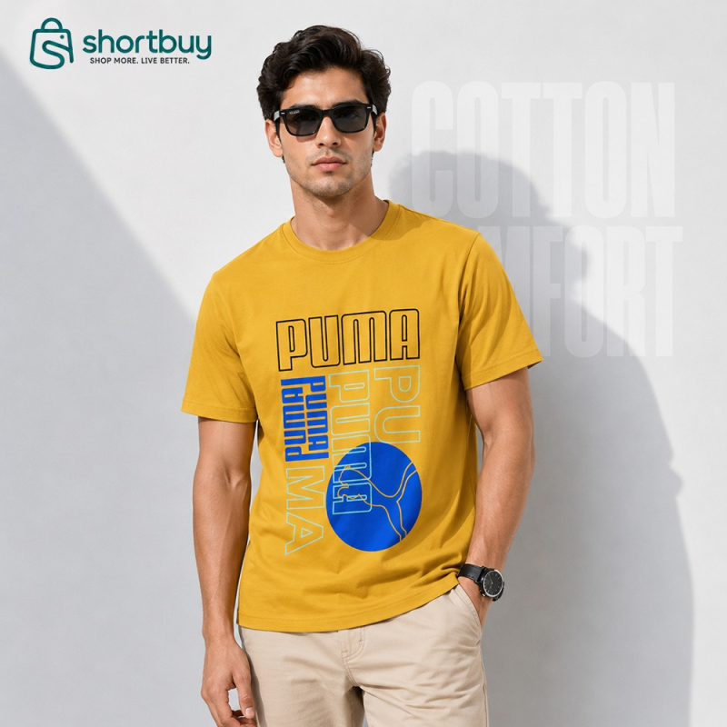 Puma Premium Graphic Cotton T-Shirt for Men